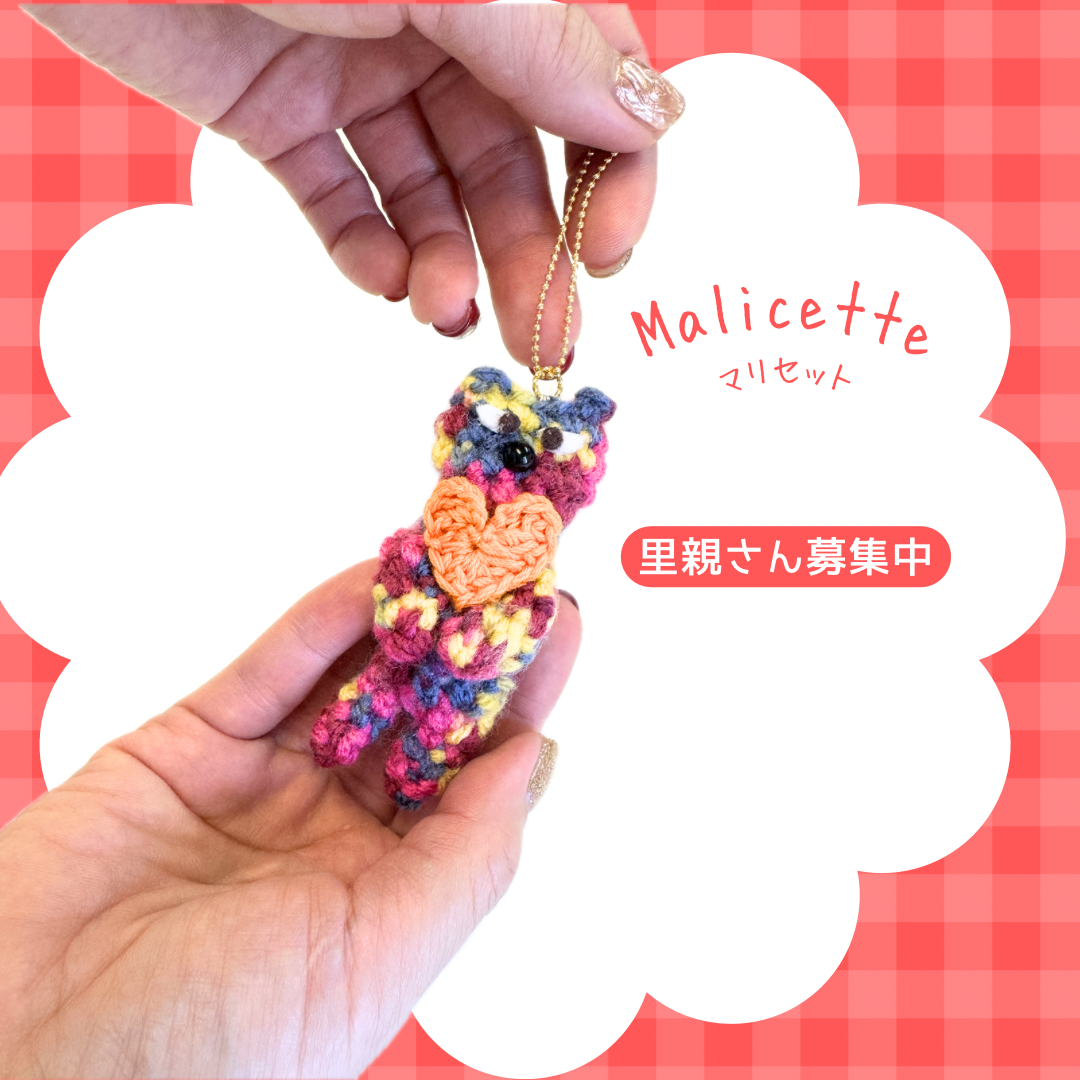 Malicette（マリセット）｜ハートを抱えた猫の編みぐるみキーホルダー 　▷ミックスの商品画像