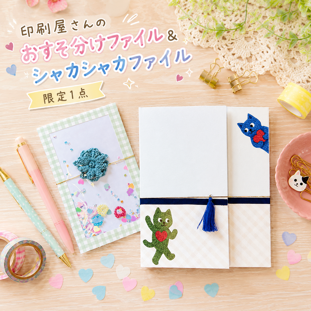 おすそ分けファイル｜シャカシャカファイル｜猫・ネコ好きさんにおすすめ｜紙もの・コラージュ素材・手帳デコ｜印刷屋さんの紙雑貨の商品画像